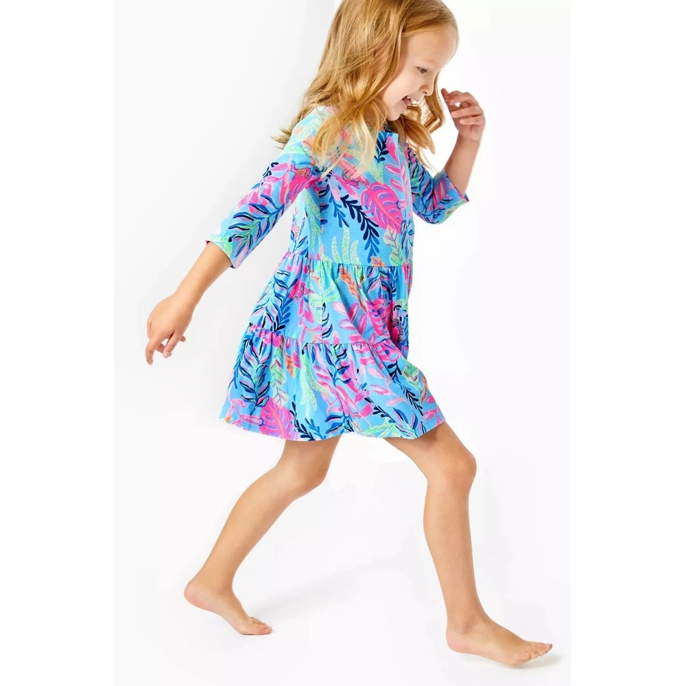 Lilly Pulitzer Girls Dress M 6-7 You've Been Spotted Tiered Tropical Vacation‎